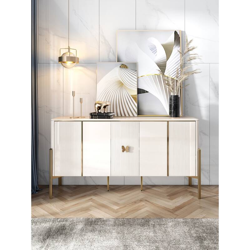 JASIWAY Light Luxury Style Sideboard,Champagne-gold - Beige