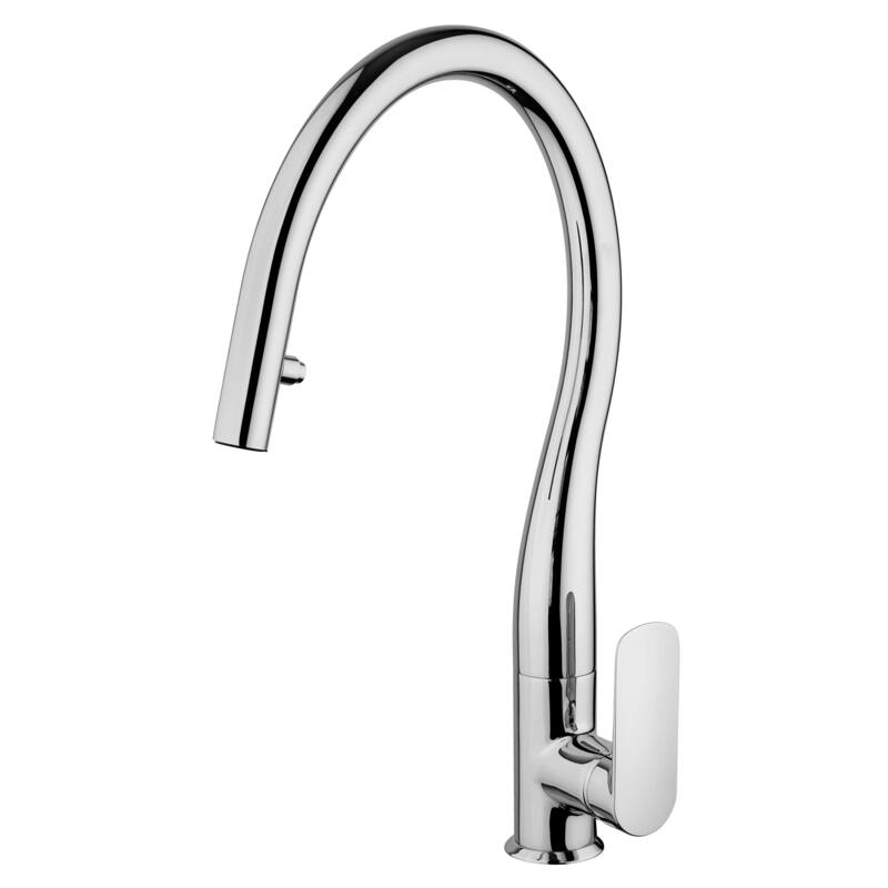 LaToscana Swan Single Handle Pull-Down Spray Kitchen Faucet - Chrome