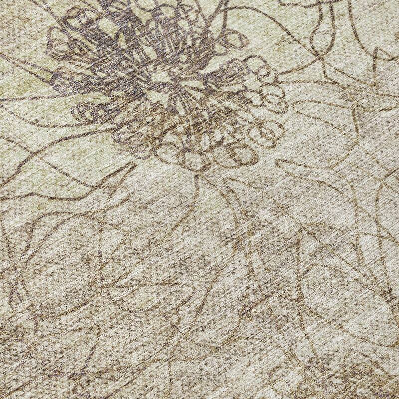 Machine Washable Indoor/ Outdoor Contemporary Floral Chantille Rug