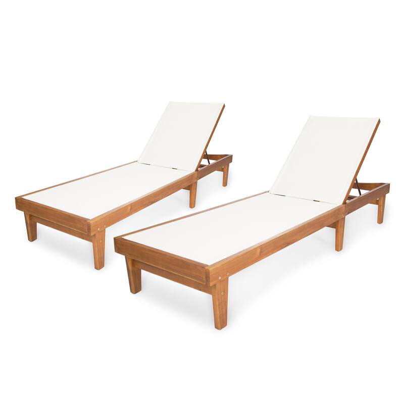Summerland Outdoor Mesh and Wood Chaise Lounge (Set of 2) by Christopher Knight Home