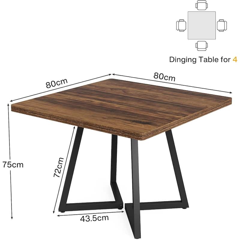 31.5" Square Dining Table for 2-4, Industrial Kitchen Table with Black Metal Frame, Small Space Dining Room Table (Table only)