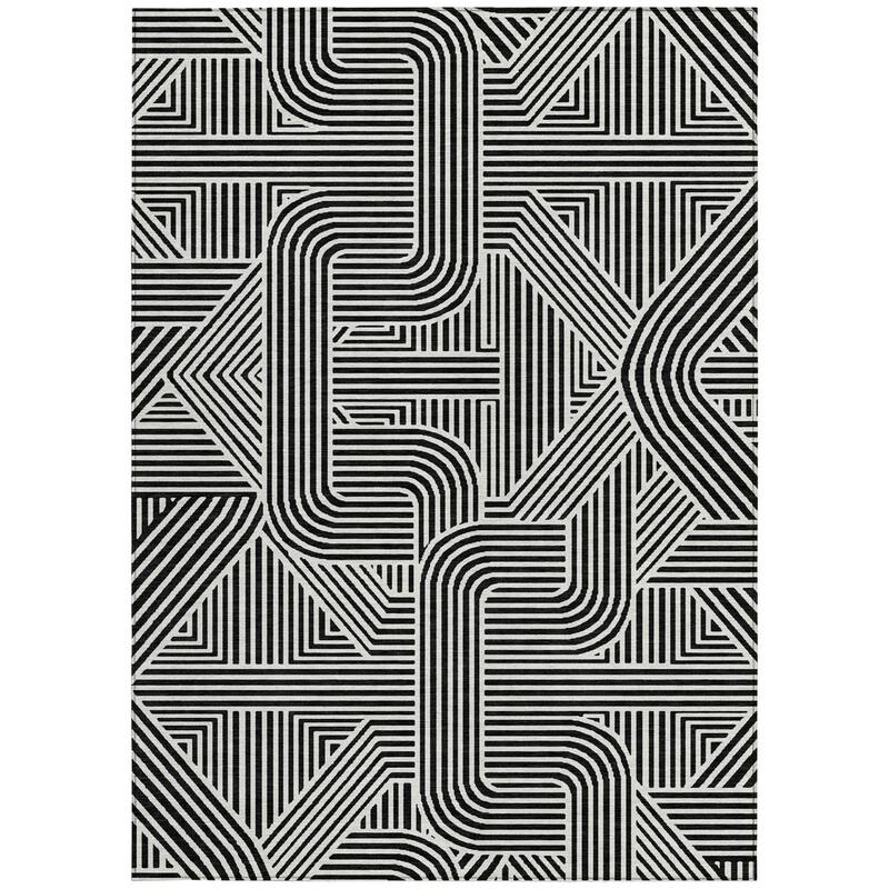 HomeRoots Abstract Transitional Rectangle Outdoor Rug