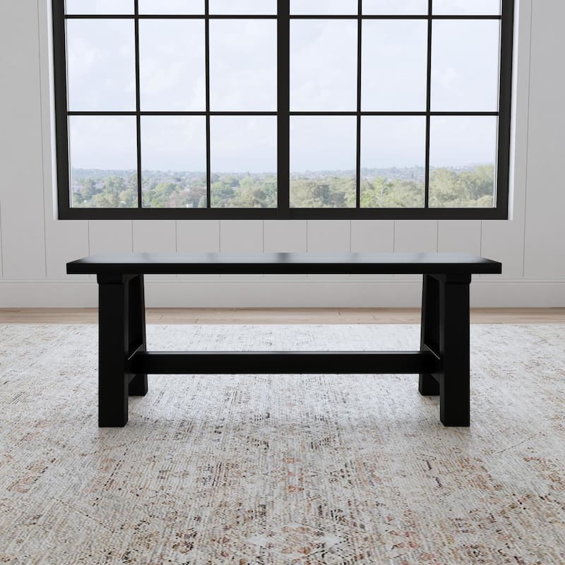 Trestle Black Wood Dining Bench - 46" x 18" x 16"