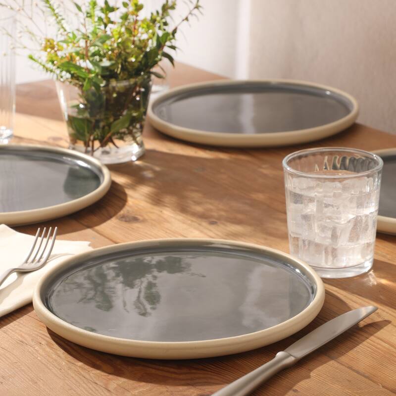 Gibson Elite - Made in Portugal - Port Gaia 10.2 Inch Dinner Plates Set of 4 - Reactive Glaze Dish Set