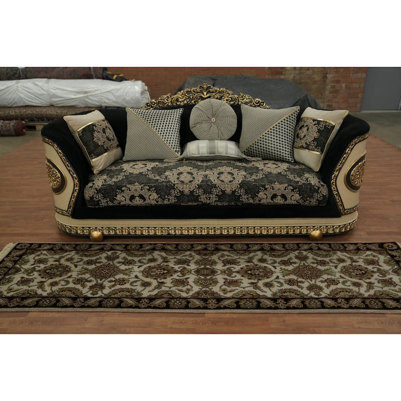 Hand Knotted Oriental 100% Wool Carpet Traditional All-Over Beige & Ivories Agra Runner Rug - 9' 6'' X 2' 6''