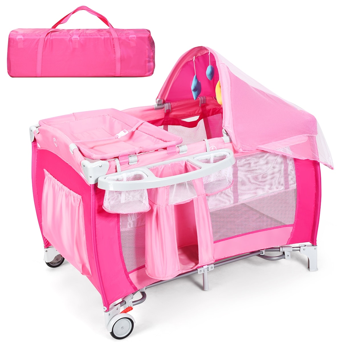 costway foldable baby crib