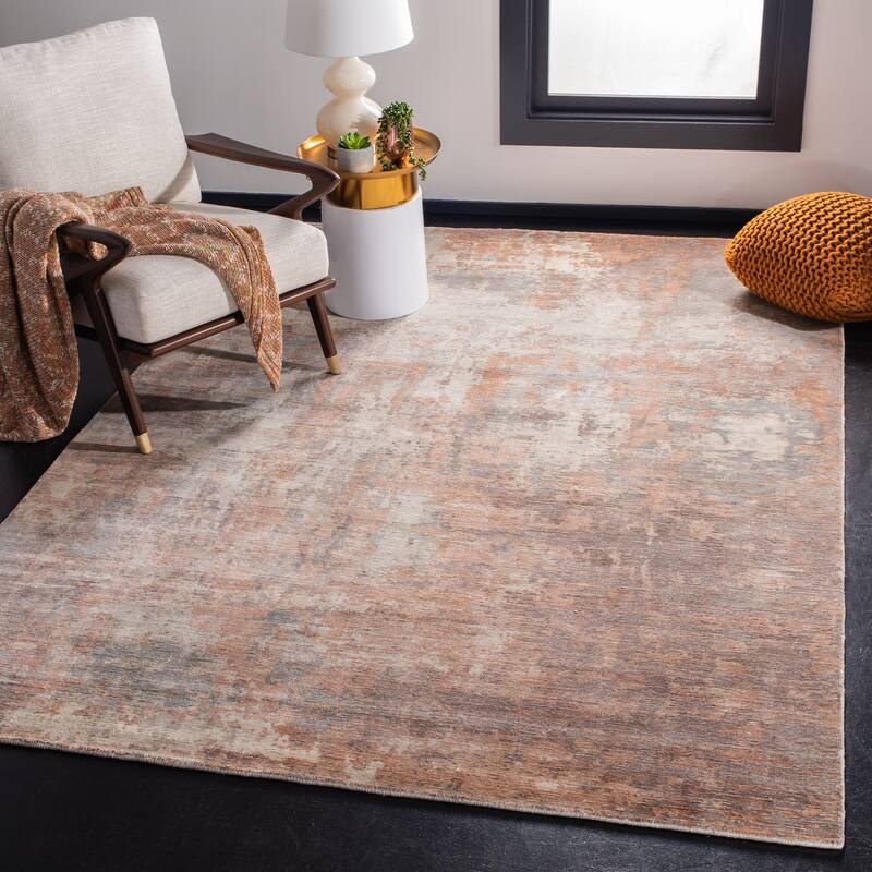 SAFAVIEH Handmade Mirage Hadewig Modern Abstract Viscose Rug - 8' x 10' - Rust/Silver
