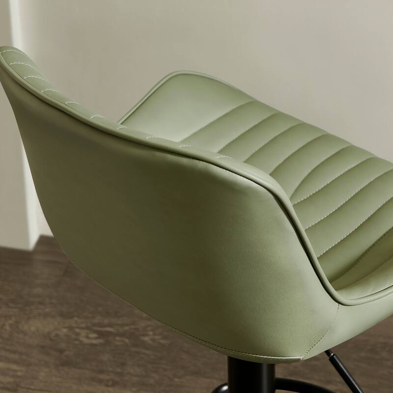 Roundhill Furniture Kovyn Contemporary Adjustable Barstool with Faux Leather Swivel Seats, Set of 2