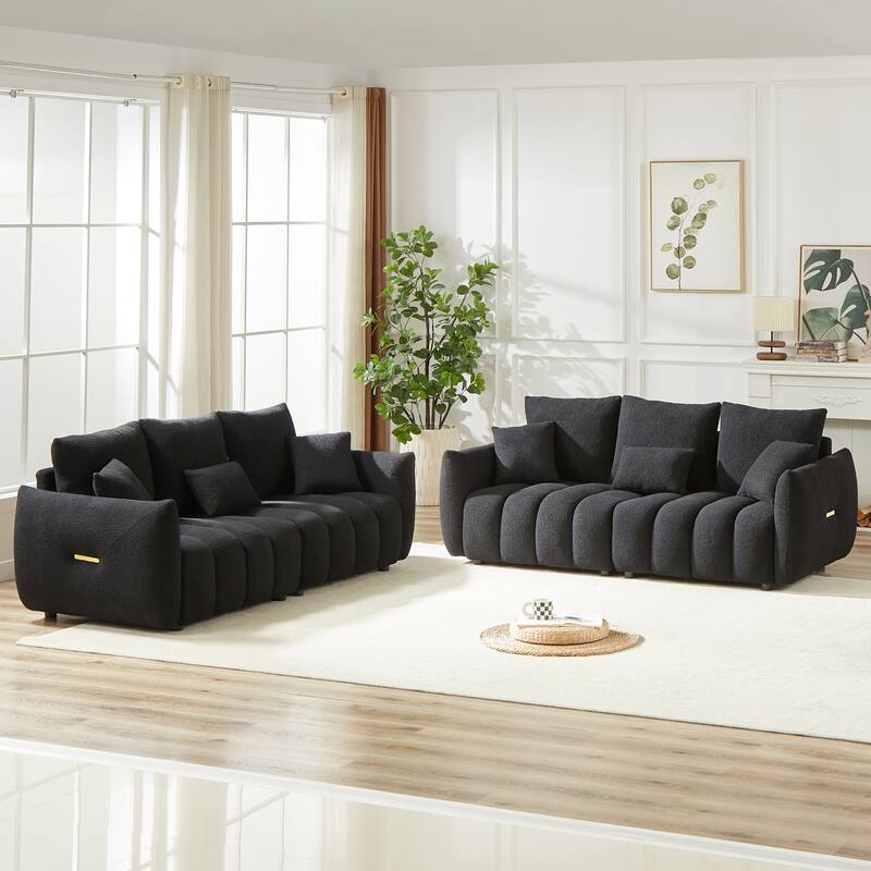 3-Seater + 3-Seater Sofa Combo - Teddy Upholstery for Family Gatherings