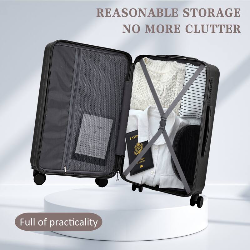 3 PCS in ABS Spinner Wheel Luggage, TSA Combination Lock for Big and Middle Size