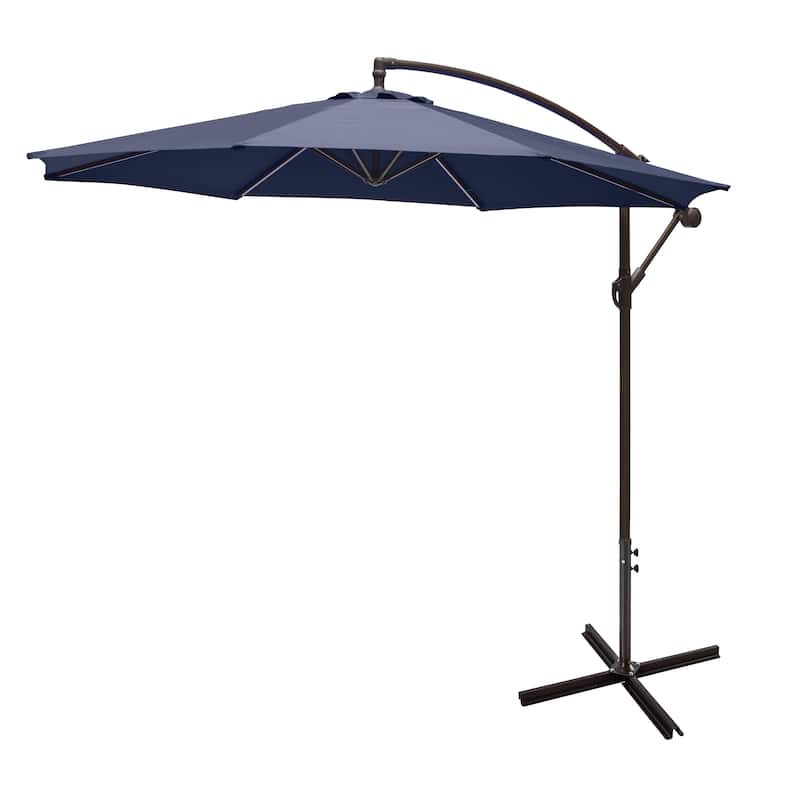 Weller 10-foot Offset Cantilever Hanging Patio Umbrella - Navy Blue