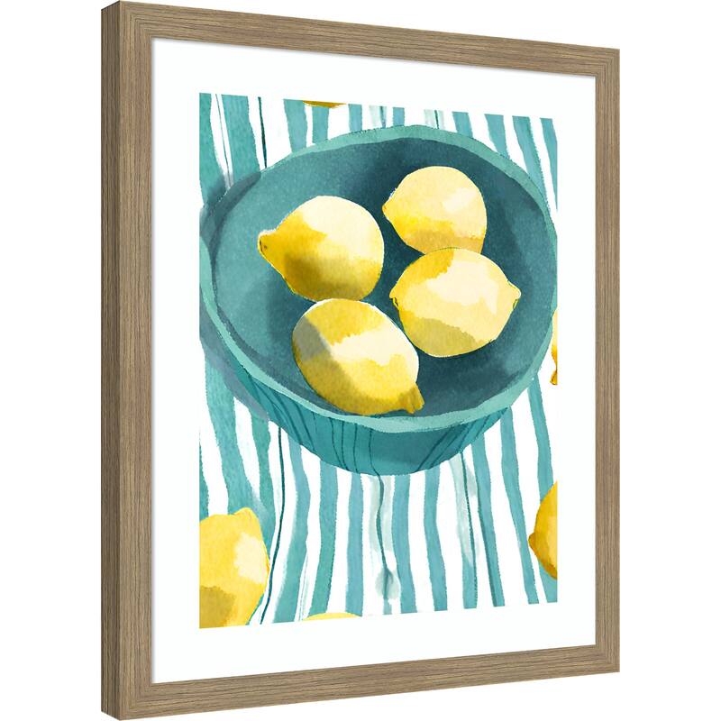 Zitronen in Schale by Ohkimiko Wood Framed Wall Art Print