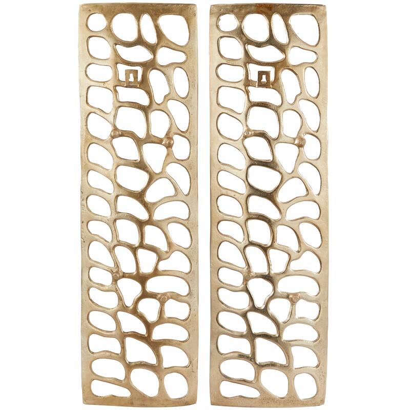 Gold Aluminum Metal Cutouts Abstract Home Wall Decor (Set of 2)