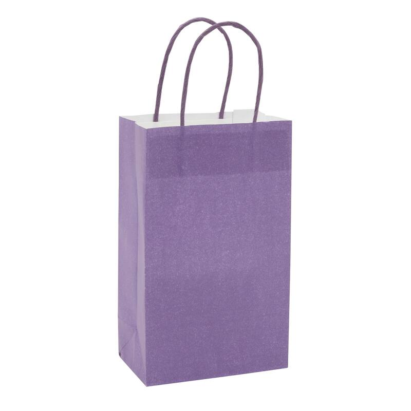 Blue Panda 25 Pack Small Gift Bags with Handles for Gifts, Paper Bag, Purple, 9 x 5.5 x 3"