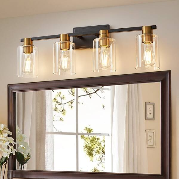 slide 8 of 8, Bathroom Vanity Lights 4 Lights Wall Mounted Mirror Wall Lights with Glass Cover 4 lights