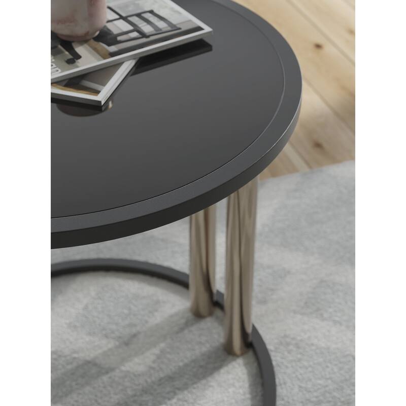 Signature Design by Ashley Hannerly Black/Gold Finish Table (Set of 3) - 36"W x 36"D x 18"H