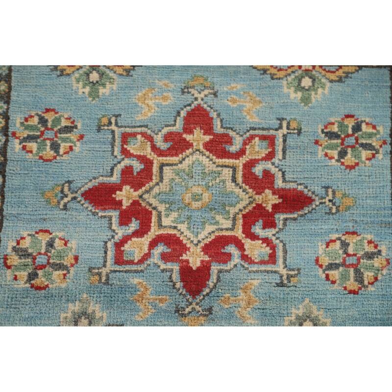 Kazak Runner Rug Handmade Light Blue Wool Carpet - 2'2" x 5'10"