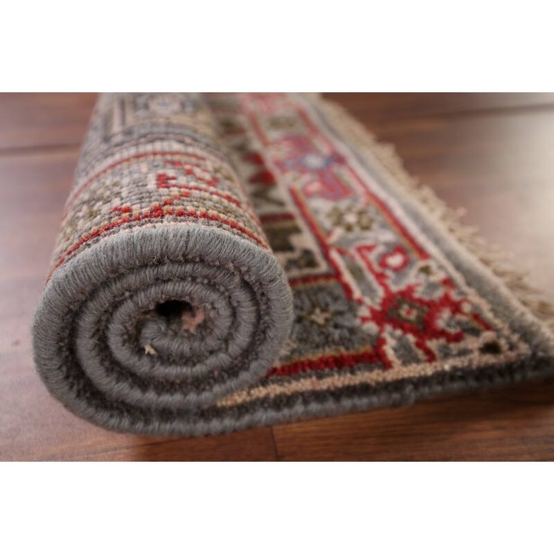 Gray Heriz Serapi Indian Accent Rug Hand-Knotted Oriental Wool Carpet - 2'1" x 3'1"