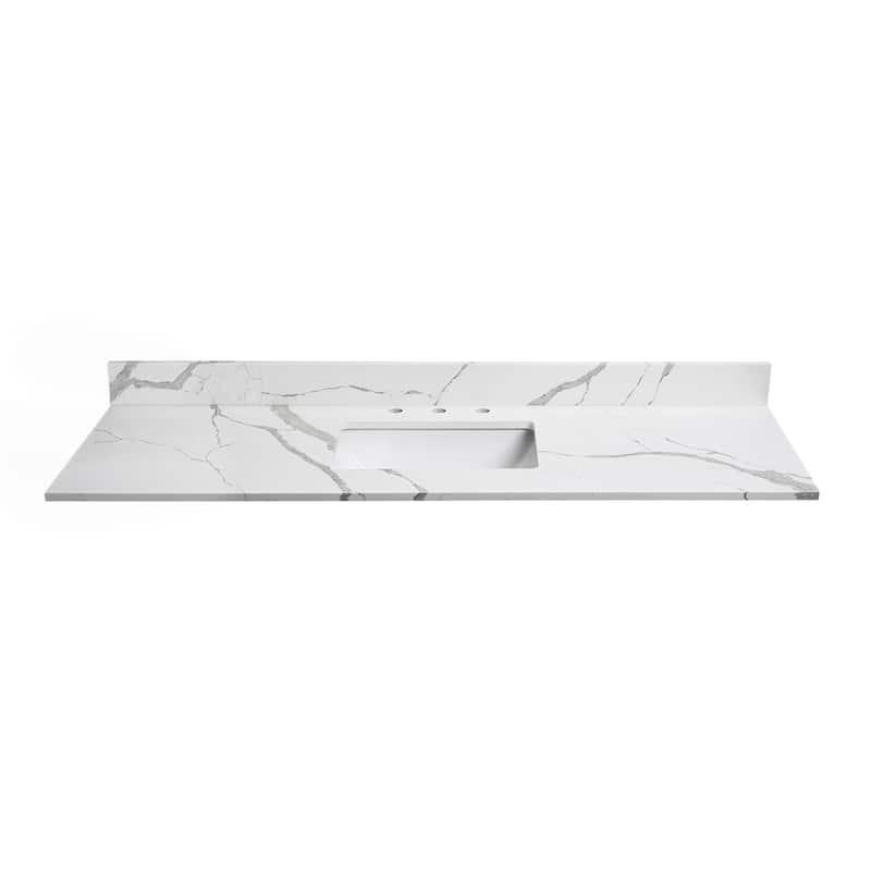 Bathlet Calacatta Quartz 60-in Single Sink Bathroom Vanity Top with Side Splash