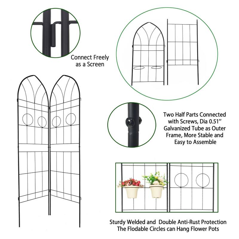 2 Pack Metal Garden Trellis 78.7" x 19.7" Rustproof Trellis for Climbing Plants Outdoor Flower Support