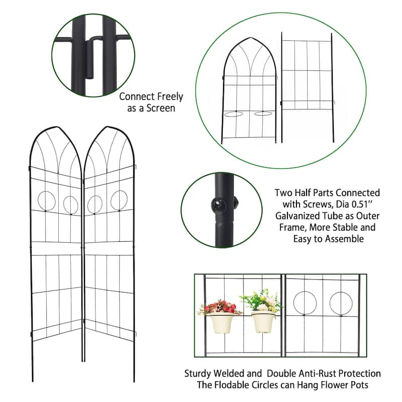 4 Pack Metal Garden Trellis 78.7" x 19.7" Rustproof Trellis for Climbing Plants Outdoor Flower Support Black