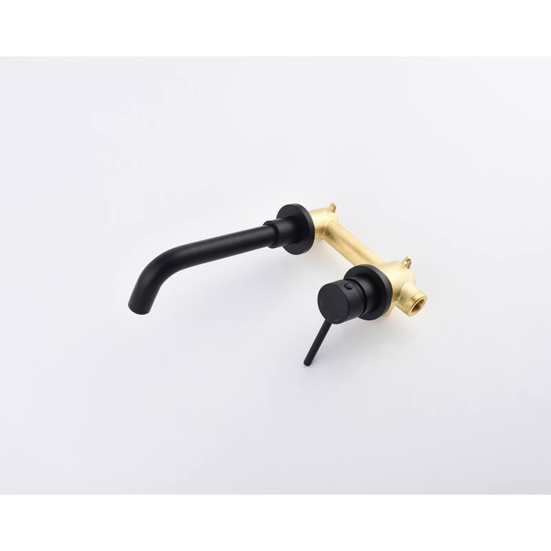 Wall Mounted Bathroom Sink Single Handle Faucet with Pop Up Drain, Silent Splash Proof, No Overflow, Easy Clean