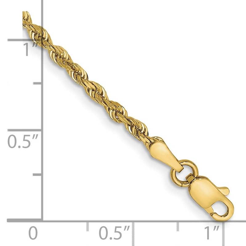 Curata 10k Yellow Gold 2.25mm Diamond Cut Quadruple Rope Chain BraceletOptions: 7" 8"