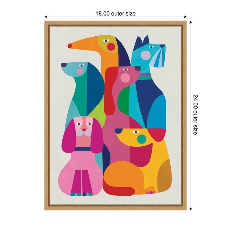 Kate and Laurel Modern Abstract Dogs by Rachel Lee Framed Canvas Wall Art Print