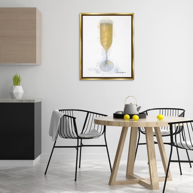 Stupell Champagne Glass Shimmer Framed Floater Canvas Wall Art Design By Matthew Piotrowicz