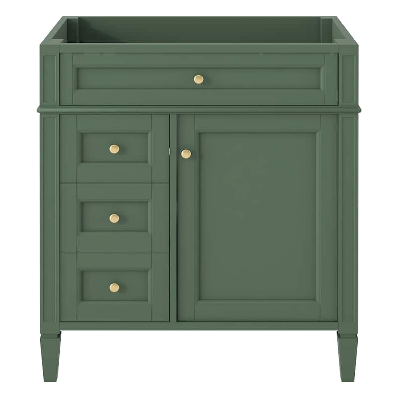 30" Bathroom Vanity without Top Sink, Modern Bathroom Storage Cabinet with 2 Drawers and a Tip-out Drawer (NOT INCLUDE BASIN) - Green