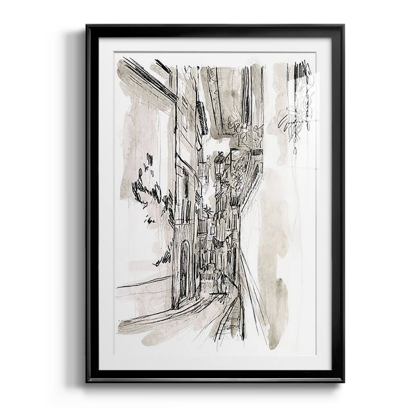 Europe Street Sketches I Premium Framed Print - Ready to Hang - 30.5X42.5 - Black