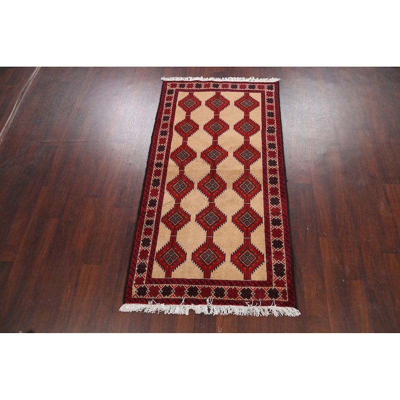 Traditional Geometric Balouch Persian Area Rug Wool Handmade - 3'4" x 6'4"