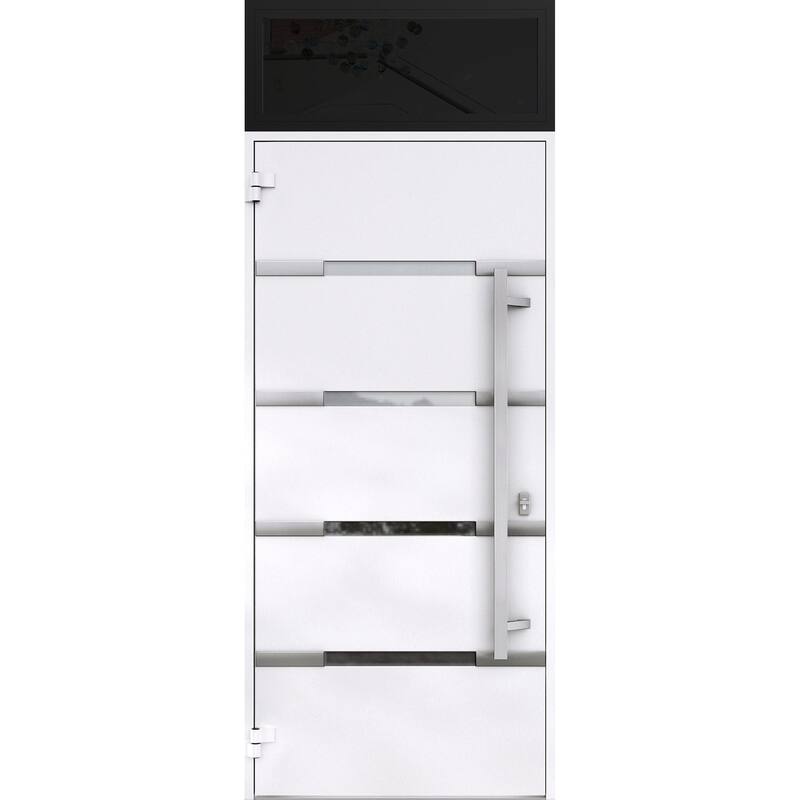 Front Prehung Steel Door 1105 Black Enamel Stainless Inserts W36xH80 Lh I