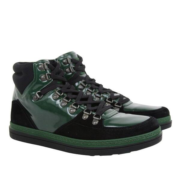 Shop Gucci Men S Contrast Combo High Top Dark Green Suede Leather