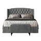 preview thumbnail 27 of 27, CraftPorch 2 Piece Bedroom Bench Set Velvet Wingback Upholstered Bed Light Grey - Full