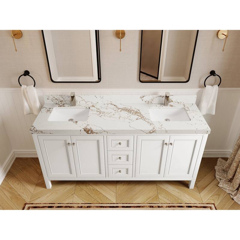 Willow Collections 72 in. W x 22 in. D Nashville Double Bowl Sink Bathroom Vanity with Countertop