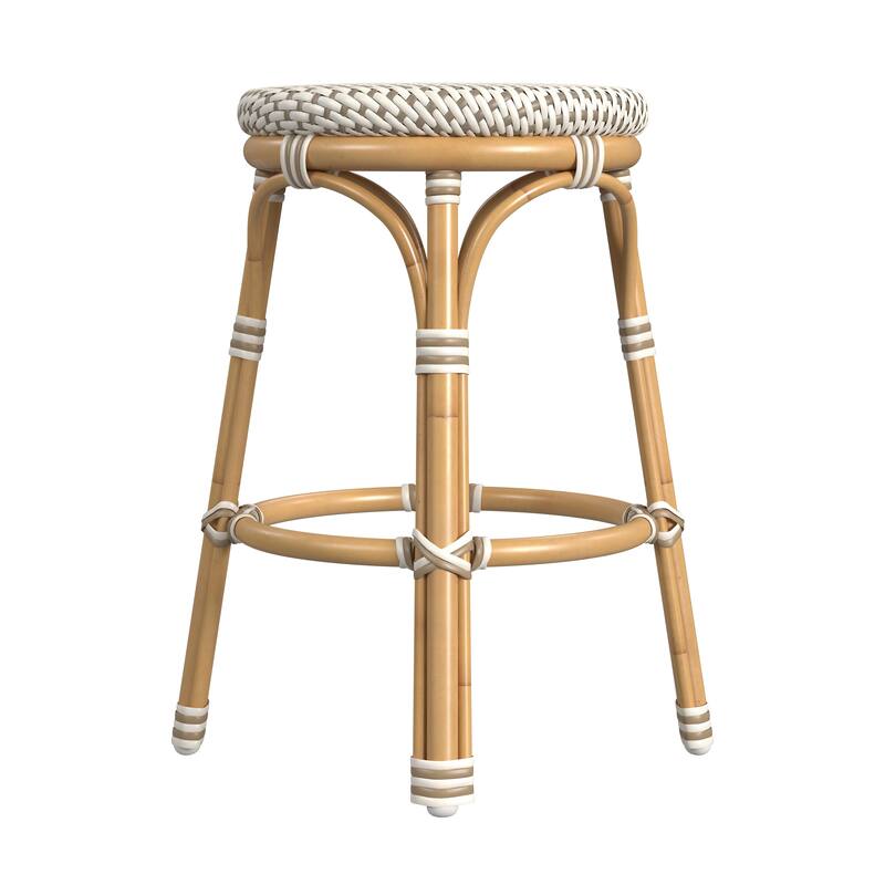 Tobias Outdoor Rattan and Metal Counter Stool