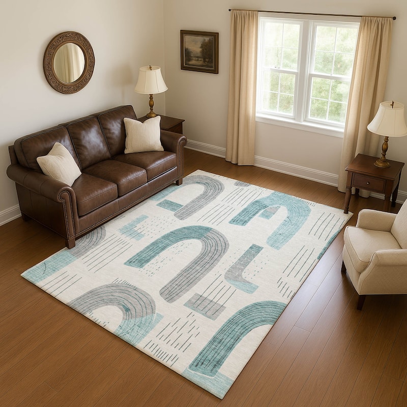 Premium Washable Super Soft Contemporary Mayfield Rug - Teal - 3' x 5'