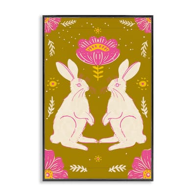 Stupell Mirrored Spring Bunnies Framed Giclee Art Design By Hannah Moren