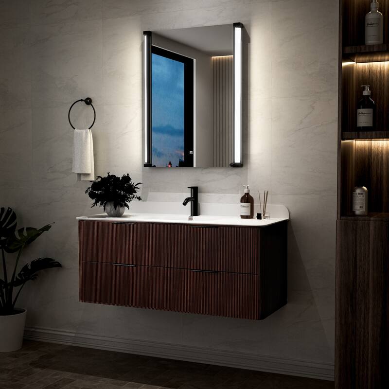 Modland 270° Adjustable LED Bathroom Mirror with Lights Stepless Dimming and Memory Function