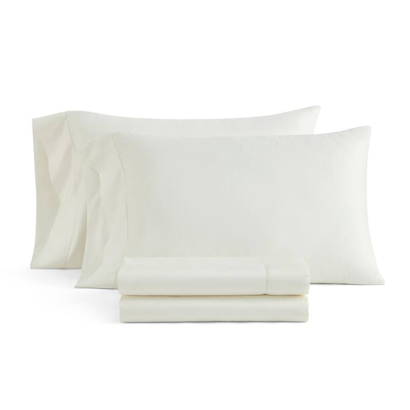 Martha By Martha Stewart Classic Elegance Solid Cotton Sheet Set - White - Queen