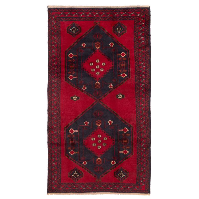 ECARPETGALLERY Hand-knotted Teimani Red Wool Rug - 3'2 x 6'1