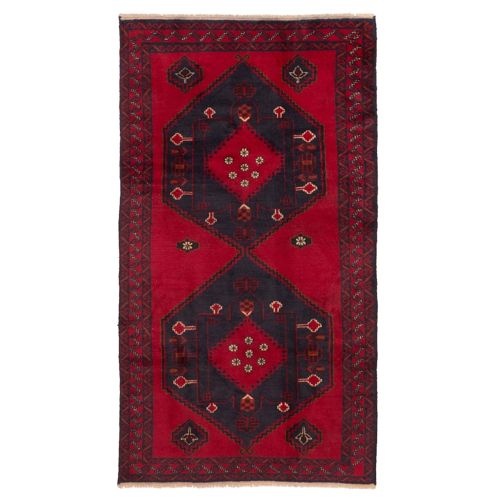 ECARPETGALLERY Hand-knotted Teimani Red Wool Rug - 3'2 x 6'1