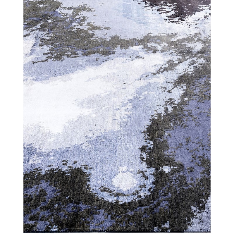 Ikat One-of-a-Kind Hand-Knotted Area Rug, Black - 9' 4" x 12' 2"