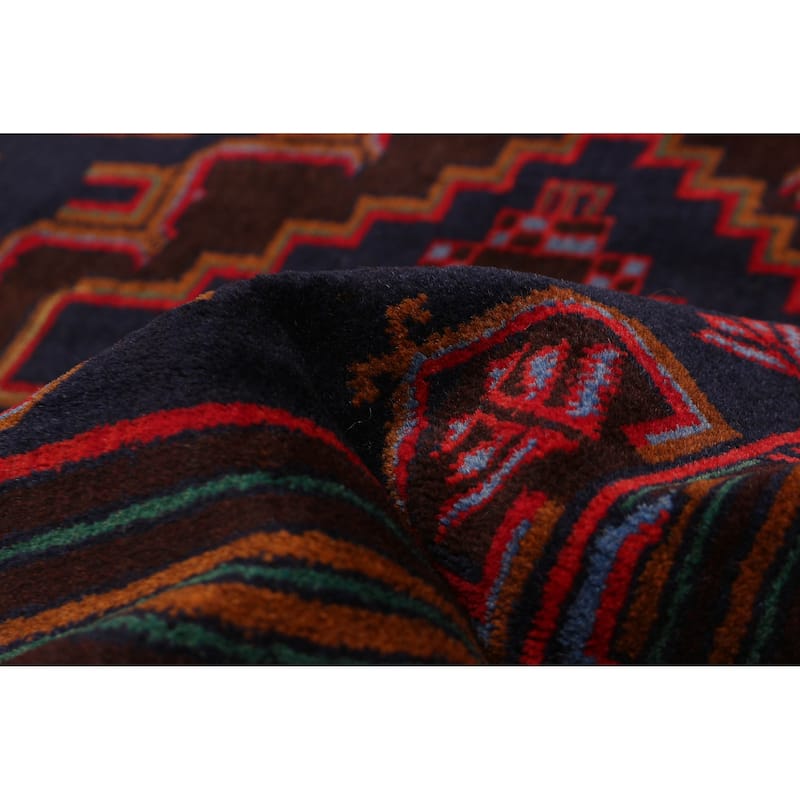 Teimani Navy, Red Rug 3'11" x 6'11" - 3'11 x 6'11