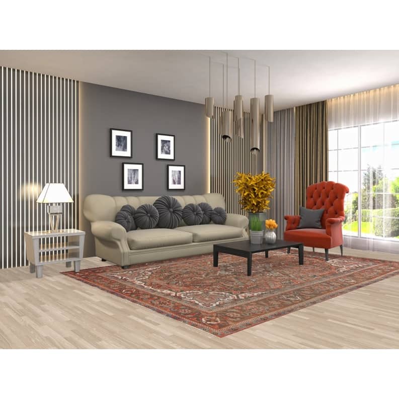 Hand Knotted Oriental 100% Wool Carpet Traditional Floral Red Heriz Area Rug - 10' 0'' X 7' 1''