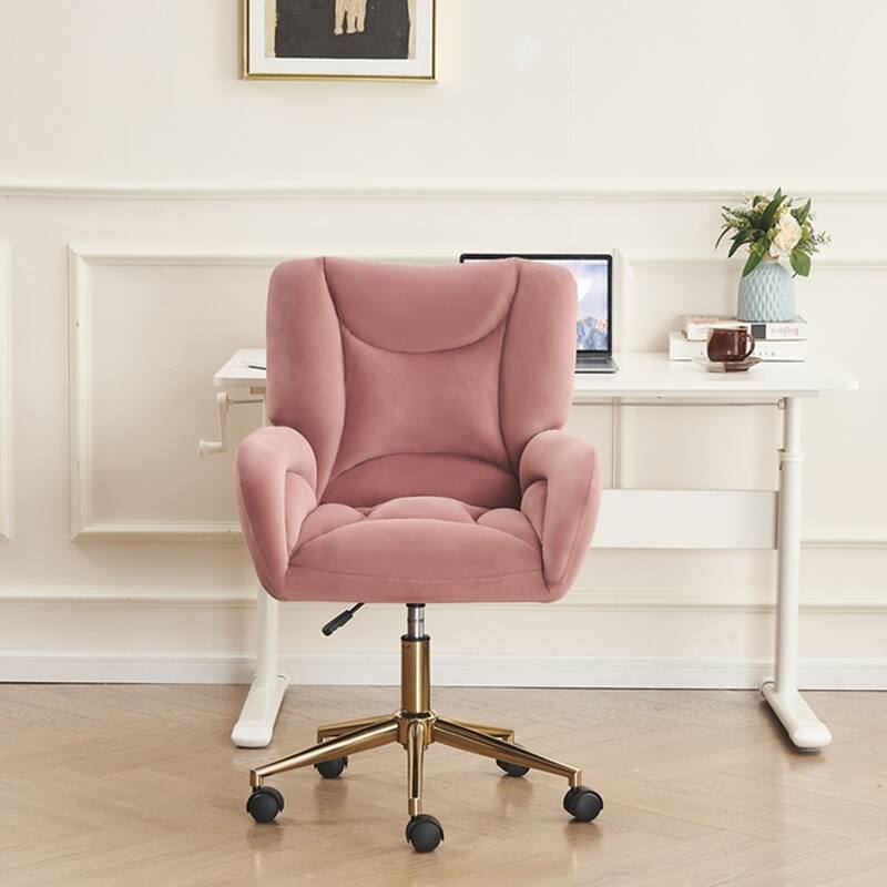360 Swivel Fabric Home Office Chair With Gold Metal Base