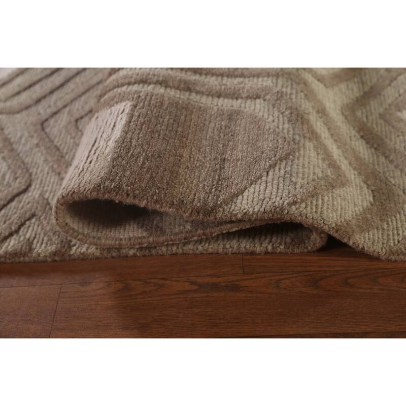 All-Over Geometric Modern Area Rug Handmade Wool Carpet - 8'1"x 9'10"