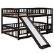 preview thumbnail 20 of 42, Contemporary Modern Style Full Over Full Low Bunk Bed,Solid Wood Bed with Fence and Ladder for Kids,Versatile Bunk Bed