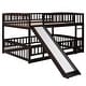 preview thumbnail 13 of 19, Full over Full Low Wood Bunk Bed with Guardrail, Ladder & Slide